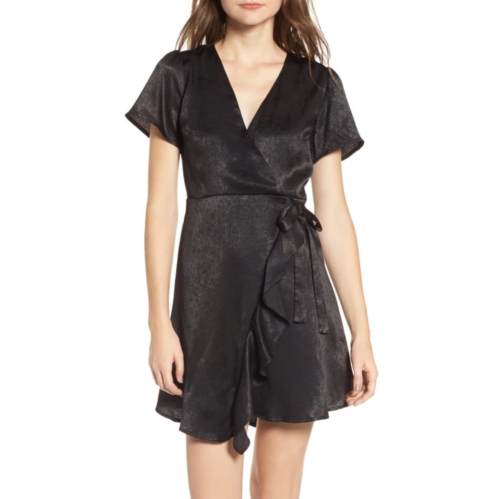 Satin Faux Wrap Dress